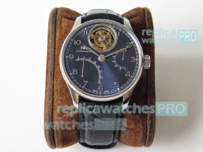 Copy IWC Portugieser Tourbillon MysteRe ReTrograde Watch Blue Dial Swiss Grade